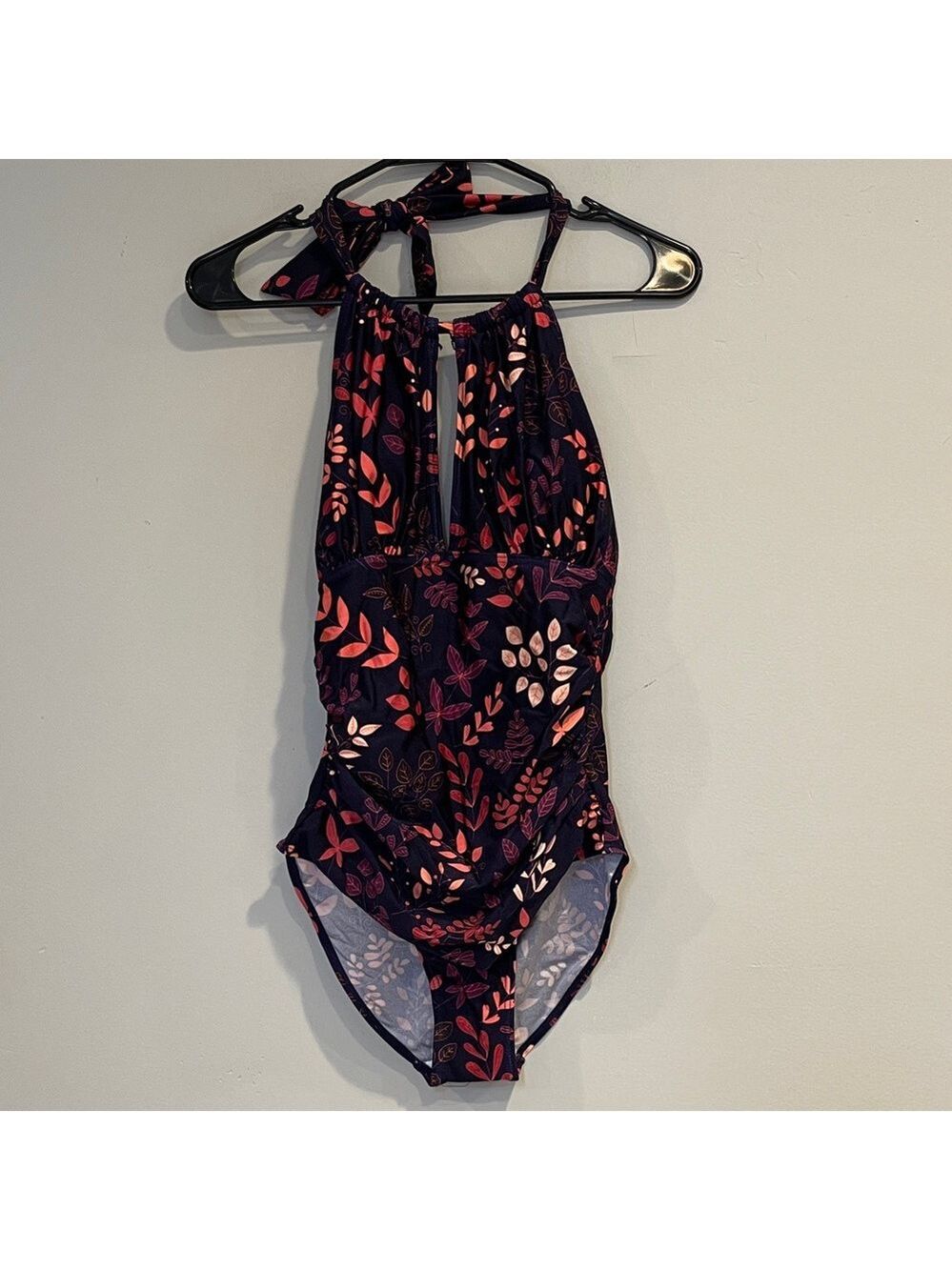 NWT JoyAria Navy Leaf One Piece Swimsuit Size Medium